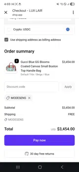 ModeSens coupon verification screenshot