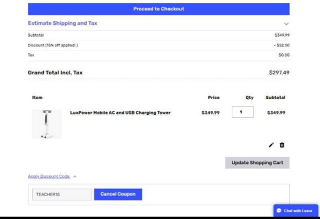 Luxor checkout page showing Luxor discount code box | Screenshot taken by SimplyCodes community member on Aug 20, 2025