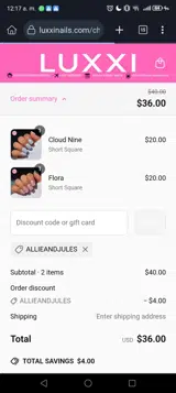 Allieandjules coupon verification screenshot