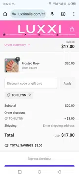Tonilynn coupon verification screenshot