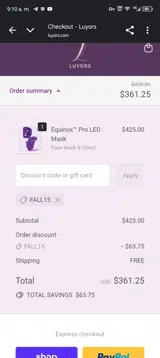 FALL15 coupon verification screenshot