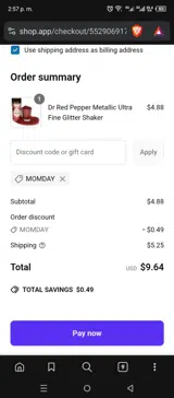 MOMDAY coupon verification screenshot