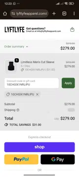 10CHGIX1NRLIPU coupon verification screenshot