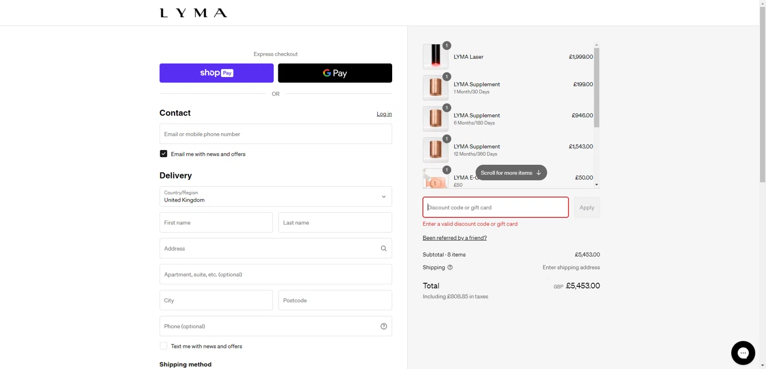 LYMA discount code screenshot showing code PEMBROKE20 applied at LYMA checkout page. Uploaded by SimplyCodes community member ScanRanger3503 on May 21, 2025
