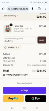 Lyons Leather Co. coupon verification screenshot