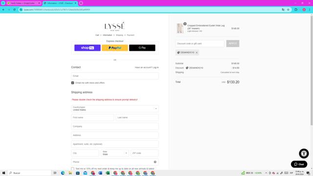 Lysse checkout page showing Lysse coupon code box | Screenshot taken by SimplyCodes community member on Jun 20, 2024