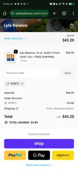 Lyte Balance coupon verification screenshot