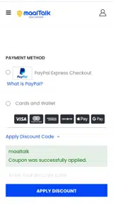 maaltalk coupon verification screenshot