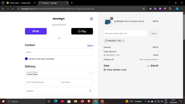 Maamgic checkout page showing Maamgic discount code box | Screenshot taken by SimplyCodes community member on Sep 13, 2025