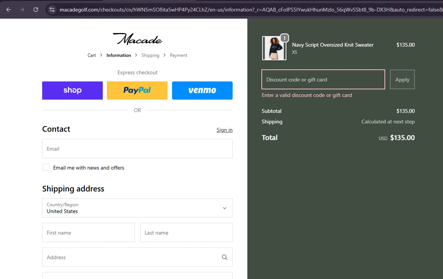 Macade Golf discount code screenshot showing code 9FOR6 applied at Macade Golf checkout page. Uploaded by SimplyCodes community member Samu10 on Nov 27, 2025
