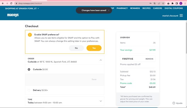 Maceys checkout page showing Maceys promo code box | Screenshot taken by SimplyCodes community member on Jan 18, 2023