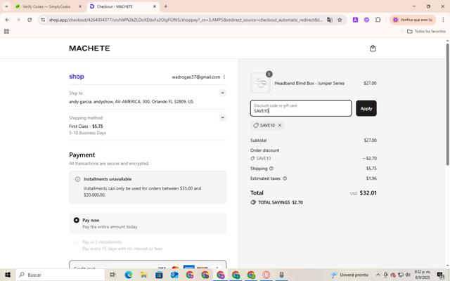 Machete checkout page showing Machete promo code box | Screenshot taken by SimplyCodes community member on Sep 8, 2025