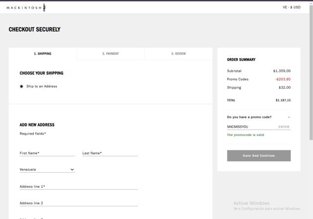 Mackintosh checkout page showing Mackintosh promo code box | Screenshot taken by SimplyCodes community member on Dec 23, 2024