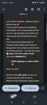 Momday15 coupon verification screenshot