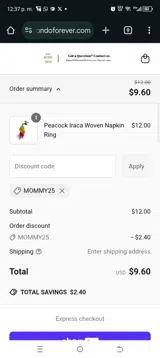 MOMMY25 coupon verification screenshot