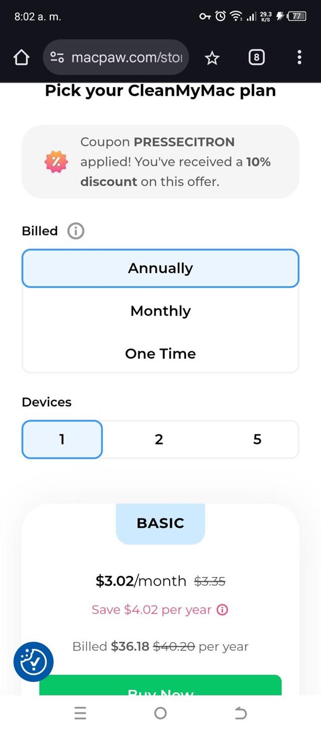 MacPaw checkout page showing MacPaw promo code box | Screenshot taken by SimplyCodes community member on Aug 21, 2025