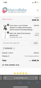 MONIKAED coupon verification screenshot