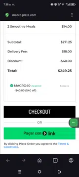 MACRO40 coupon verification screenshot