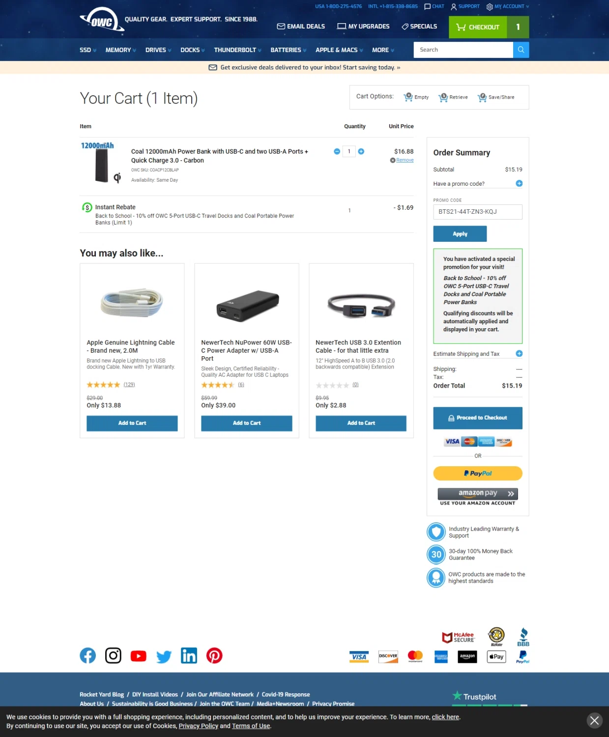 how to use Other World Computing coupons