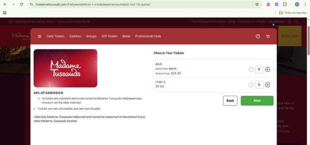 Madame Tussauds checkout page showing Madame Tussauds promo code box | Screenshot taken by SimplyCodes community member on Jul 5, 2025