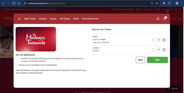 Madame Tussauds checkout page showing Madame Tussauds promo code box | Screenshot taken by SimplyCodes community member on Aug 3, 2025
