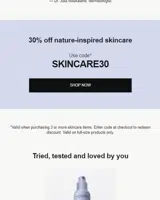 SKINCARE30 coupon verification screenshot