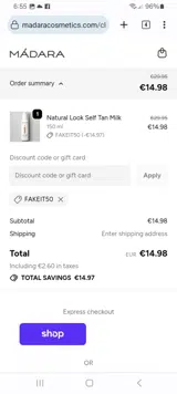 FAKEIT50 coupon verification screenshot