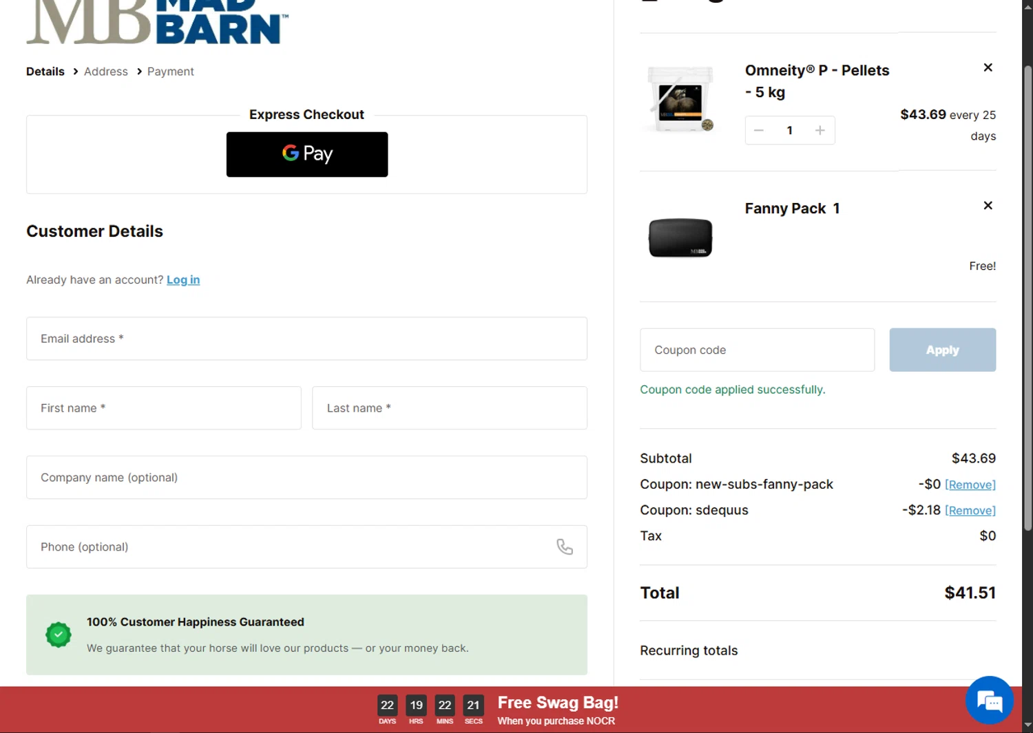 Mad Barn coupon code screenshot showing code SDEQUUS applied at Mad Barn checkout page. Uploaded by SimplyCodes community member GoldPhoenix3793 on Sep 8, 2025