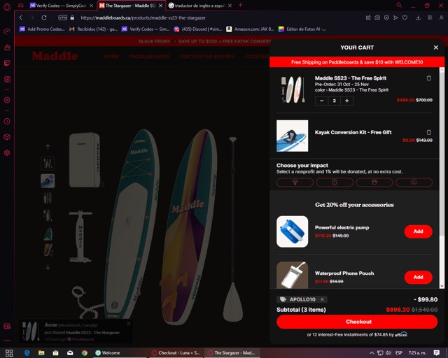 Maddle CA checkout page showing Maddle CA promo code box | Screenshot taken by SimplyCodes community member on Nov 23, 2023