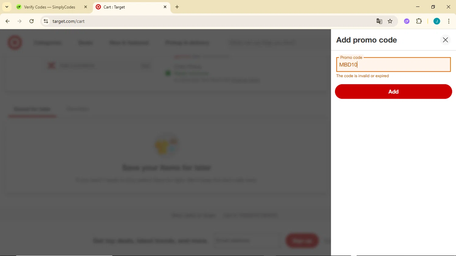 Made By Dentists promo code screenshot showing code MBD10 applied at Made By Dentists checkout page. Uploaded by SimplyCodes community member GoldDefender3268 on May 6, 2025