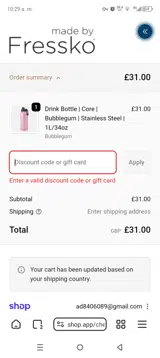 WELCOMEKL8BW4R6 coupon verification screenshot
