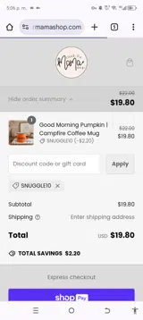 Snuggle10 coupon verification screenshot