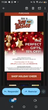 Holiday15 coupon verification screenshot