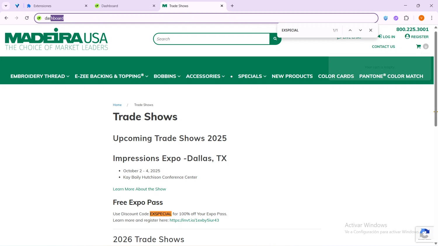 Madeira USA checkout page showing Madeira USA promo code box | Screenshot taken by SimplyCodes community member on Aug 20, 2025