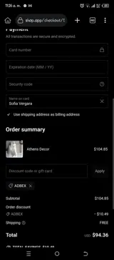 Adbex coupon verification screenshot