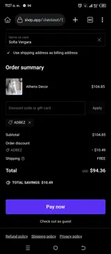Adbez coupon verification screenshot