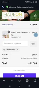 Freeshipping coupon verification screenshot