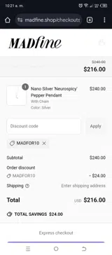 Madfor10 coupon verification screenshot