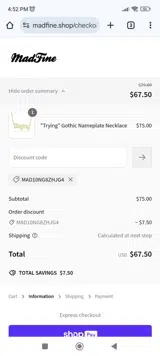 MAD10NG8ZHJG4 coupon verification screenshot