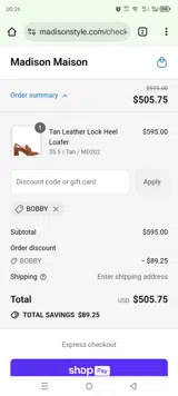 BOBBY coupon verification screenshot