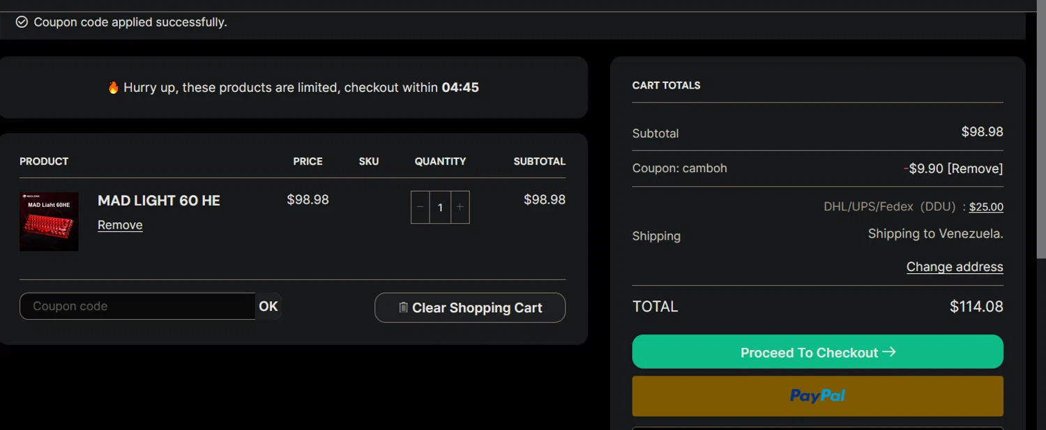 Madlions coupon code screenshot showing code CAMBOH applied at Madlions checkout page. Uploaded by SimplyCodes community member xocelot44x on Sep 27, 2025