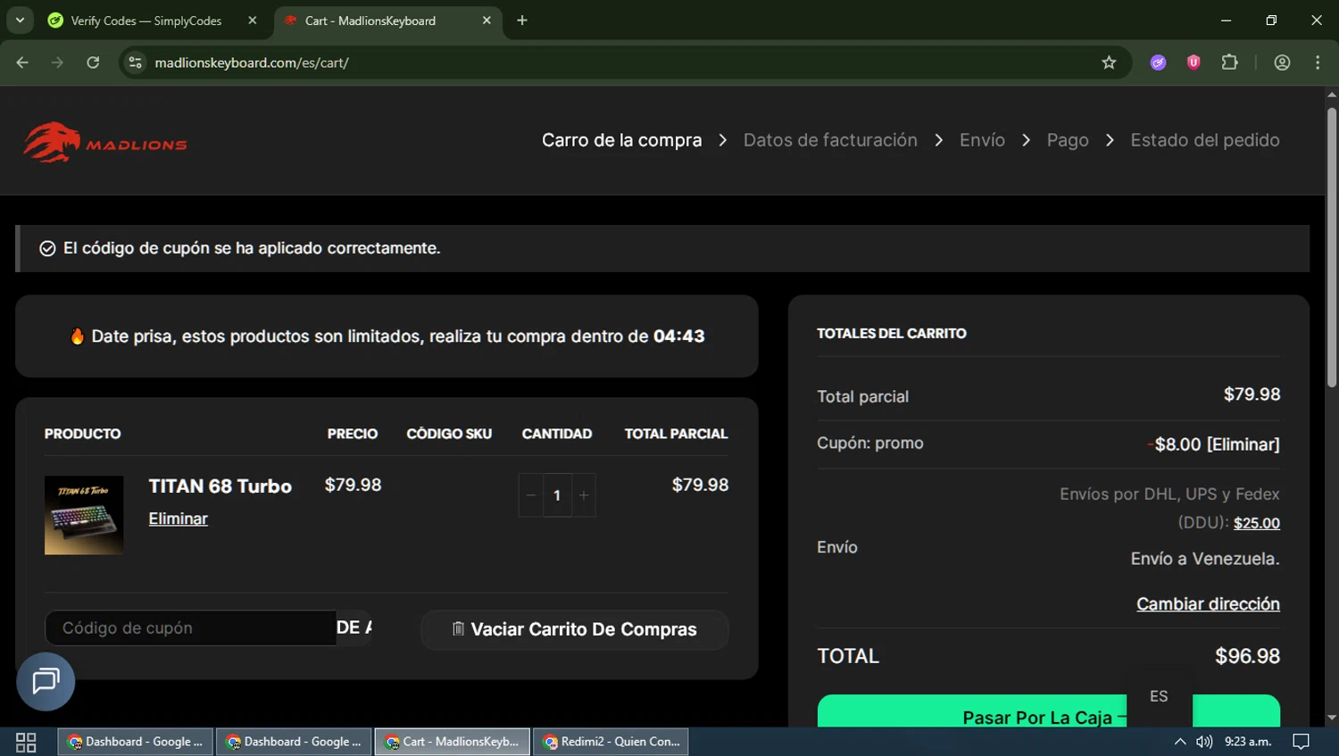 Madlions coupon code screenshot showing code PROMO applied at Madlions checkout page. Uploaded by SimplyCodes community member MagnificentWizard8353 on Nov 11, 2025