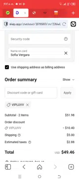 VIPLUVV coupon verification screenshot
