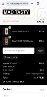 Ashley10 coupon verification screenshot