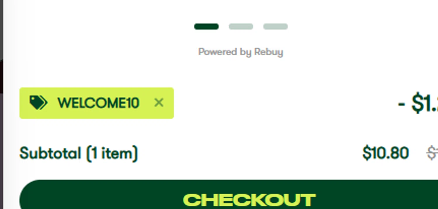 MAD TEA discount code screenshot showing code WELCOME10 applied at MAD TEA checkout page. Uploaded by SimplyCodes community member GoldLynx7797 on Feb 28, 2025