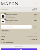 BACKPACK coupon verification screenshot