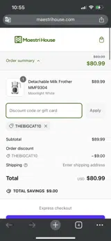 THEBIGCAT10 coupon verification screenshot