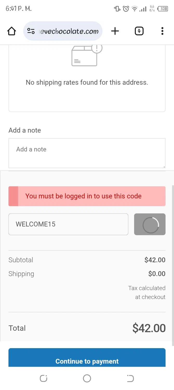 Maeve Chocolate promo code screenshot showing code WELCOME15 applied at Maeve Chocolate checkout page. Uploaded by SimplyCodes community member alexmarygomez on Oct 3, 2025