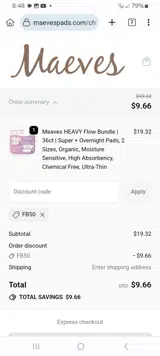 FB50 coupon verification screenshot