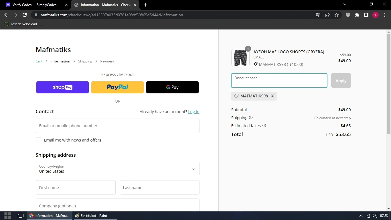 Mafmatiks checkout page showing Mafmatiks promo code box | Screenshot taken by SimplyCodes community member on Jun 5, 2023